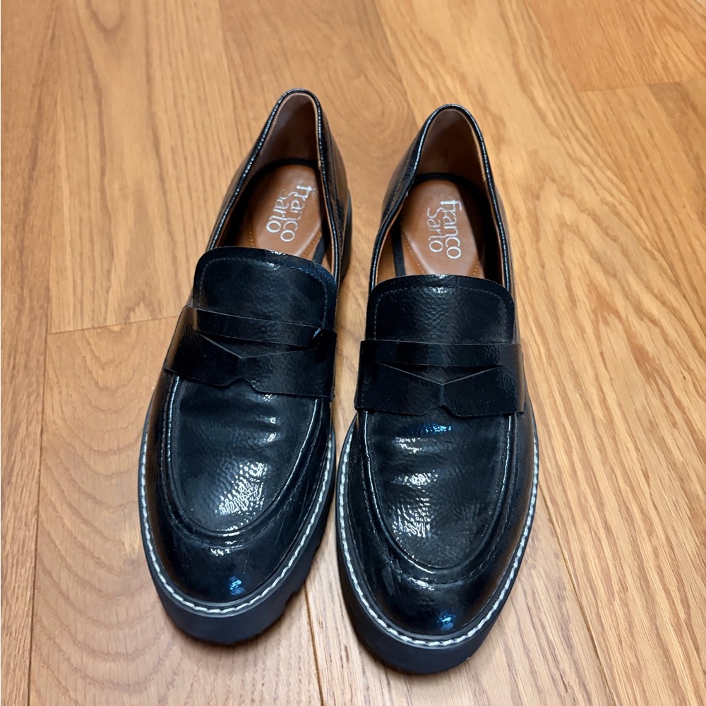 Franco Sarto Glossy Black Loafers